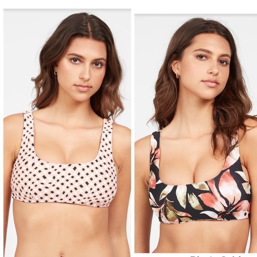 Volcom reversible Tropic rush scoop bikini top nwt